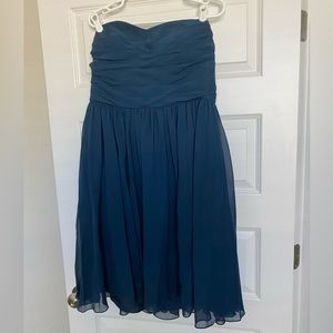 Strapless dark navy blue dress
